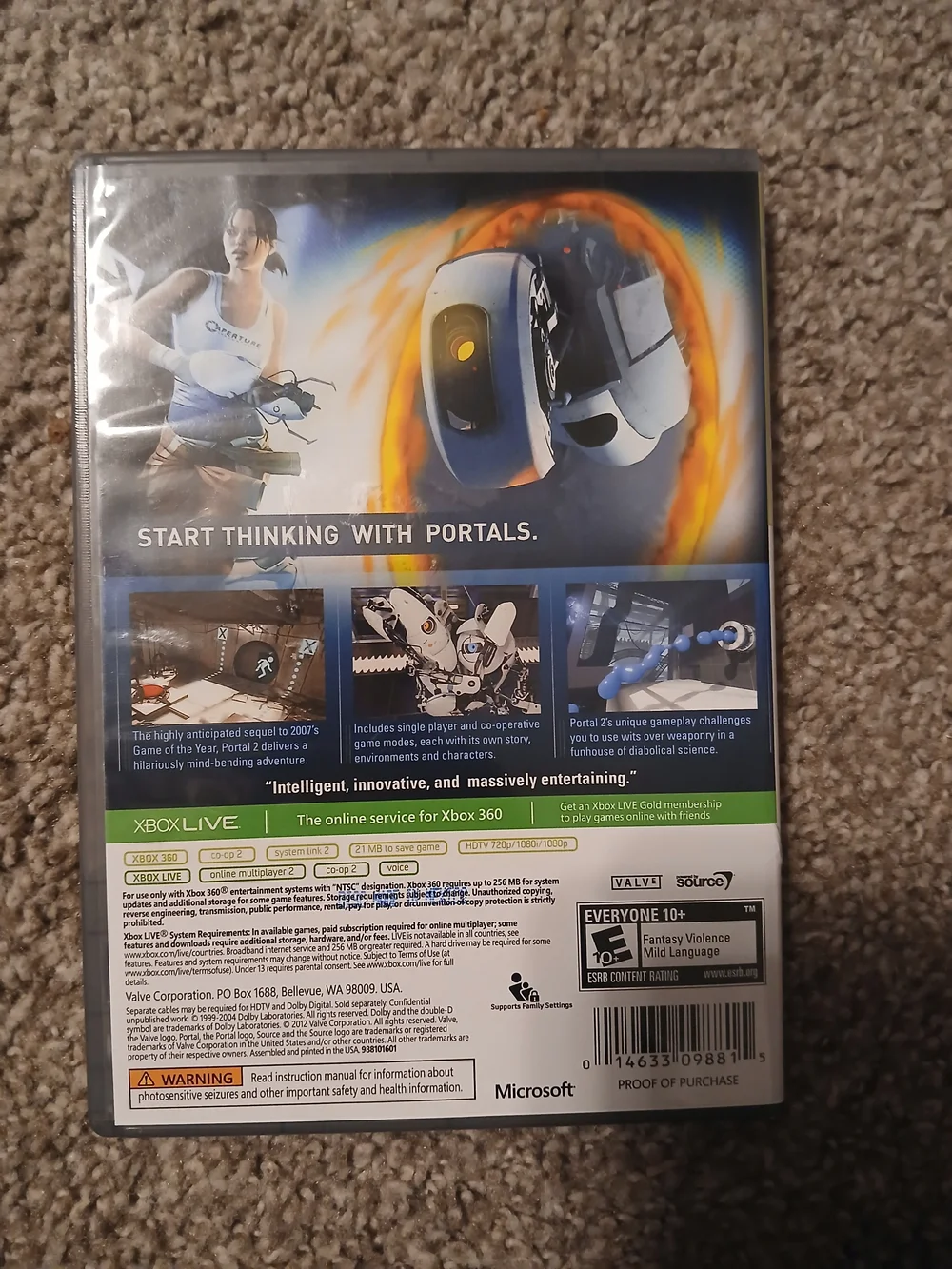 Portal 2 Xbox 360 Complete With Manual
